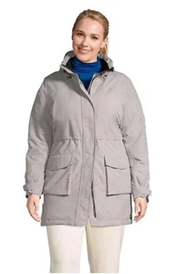 Nuevo Lands End 2X Petite SQUALL PARKA Gris IMPERMEABLE Capucha Aislante 20w 22w Abrigo - Imagen 1 de 6