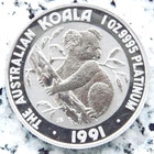 Platinmünze 1 Oz Koala 1991 Australien 100$ Elizabeth 2. 1 Unze Platin 999,5 TOP