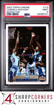 2003 TOPPS CHROME REFRACTOR #113 CARMELO ANTHONY RC HOF PSA 9 - Image 1 of 3