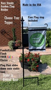 Soporte para bandera de jardín resistente - Tu elección de color - Perno en base o estaca en el suelo - Imagen 1 de 18