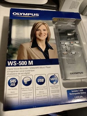Olympus WS-500M (2048 MB, 544.5 Hours) Handheld Digital Voice Recorder SILVER s8 - Image 1 of 4