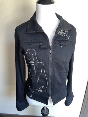 БЕЛЫЙ ДОМ черный рынок 35-летие вышитый Moto куртка черный размер 4 - Изображение 1 из 4