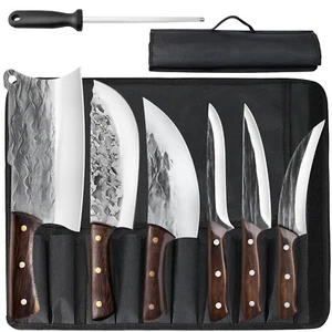 MDHAND 7 Piece Kitchen Knife Set Hand Forged Chef Knife Chopping Butcher Knifes - Picture 1 of 8
