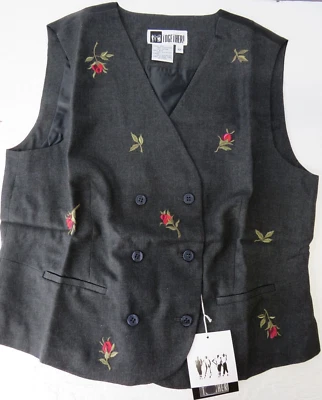 Vintage NOS Together! Women's Poly Blend Floral Vest Size 12 Pockets Y2K - Image 1 of 4