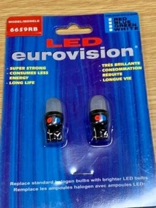 2 PC SET 194  T10 168 158 - LED 2 COLORS BLUE and RED LIGHT LAMP BULBS 6659RB - Picture 1 of 3