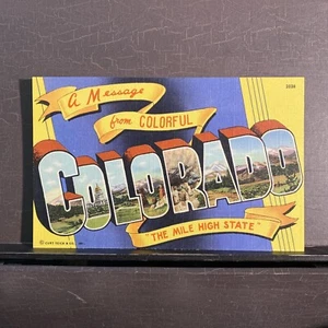 LARGE LETTER POSTCARD image Message from Colorful Mile High Colorado Vtg Linen - Picture 1 of 5