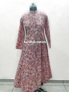 New Indian Cotton Dress Women Beach Wear Dress Block Print Light Weight Dress - Picture 1 of 5