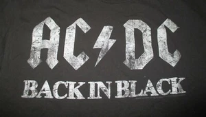 Retro 2010 AC DC "Back in BLACK" (XL) T-Shirt w Raised Puffy Letters ANGUS YOUNG - Picture 1 of 2