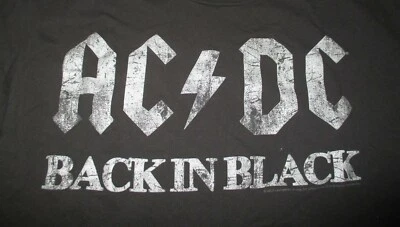 Retro 2010 AC DC "Back in BLACK" (XL) T-Shirt w Raised Puffy Letters ANGUS YOUNG - Image 1 of 2