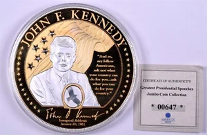 2022 Greatest Presidential Speeches John F. Kennedy Proof Jumbo Coin, w/ COA - Picture 1 of 3