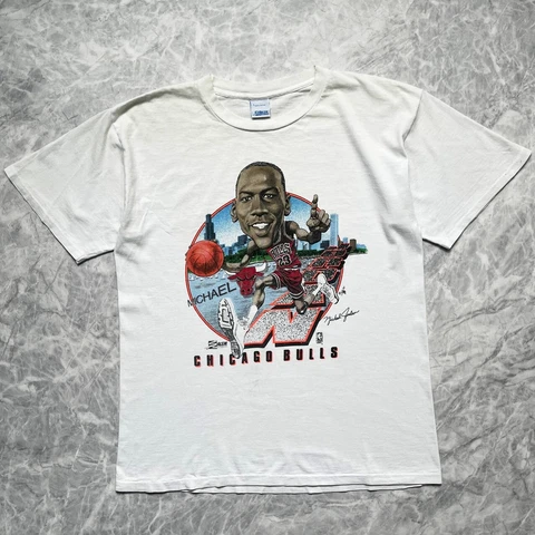 VTG 90s NBA MICHAEL JORDAN CHICAGO BULLS  SALEM Caricature T-SHIRT SIZE L Cover