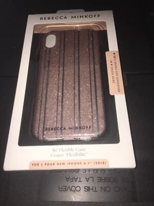 Rebecca Minkoff Metallic Stripe iPhone XR Case, Silver/Pink, iPhone XR NEW - Picture 1 of 7
