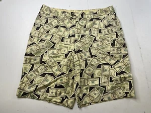 Vintage Loudmouth Golf Shorts Money Dollar Bill Summer Casual Mens 34 Spoof - Picture 1 of 6