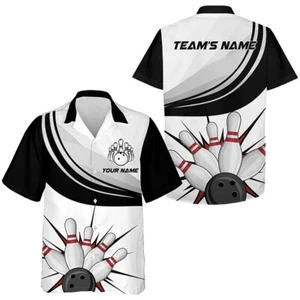 Personalized Hawaiian Bowling Shirt For Men Women, Custom Team Bowling, S-5XL - Picture 1 of 5