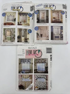 Lot 3 Mccall's Pattern Curtains Valance Jabot Box Pleat Window Treatment Uncut - Picture 1 of 7