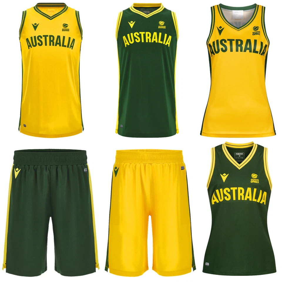 Australien Basketball macron Herren Damen Heim Auswärts Trikot Schorts neu