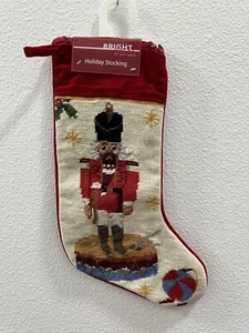 Vintage Nussknacker Nadelspitze Weihnachtsstrumpf Samtrücken Neu - Bild 1 von 5