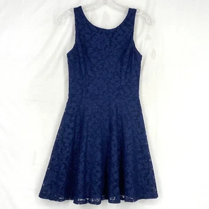Speechless Juniors Size 5 Sleeveless Dress Navy Blue Floral Lace Overlay Sequins - Picture 1 of 9
