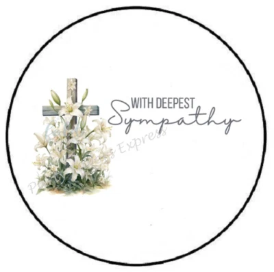 CON PROFUNDA SIMPATÍA CRUZ SOBRE SELLOS ETIQUETAS PEGATINAS FAVORES DE FIESTA Foto 1 de 2