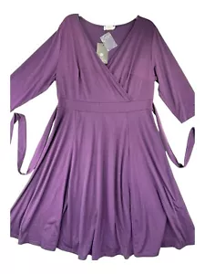Pinup Moda Mujeres Talla 16W Vestido Púrpura Cruz Sobre el torso Tirón Corbatas hacia atrás - Imagen 1 de 15