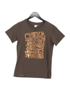 O'Neill Women's T-Shirt M Brown 100% Cotton Short Sleeve Round Neck Basic - Picture 1 of 6