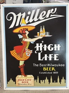 Best Milwaukee Beer`Since 1855 Metal Sign 10.5" x 16" Miller High Life woman - Picture 1 of 1