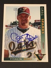 GREG SPARKS Autograph--1997 Grandstand VISALIA OAKS--Mesa, AZ
