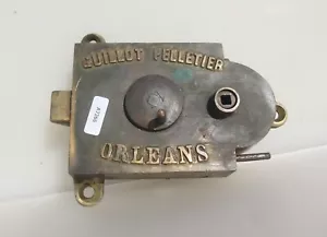 Victorian Brass Lock Sliding Bolt Handle Antique "Guillot Pelletier Orleans" - Picture 1 of 16