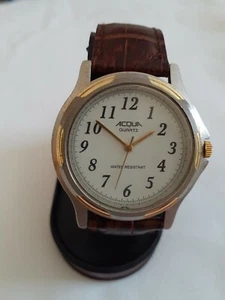 Men's ACQUA Quartz Analog Watch WR Brown Leather Band - Picture 1 of 12