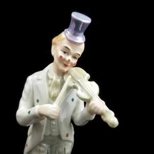 Porzellan Glanzware Clown spielt Violine Figur 10" groß eingestellt Meico - Bild 1 von 9
