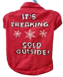 Cat Dog Shirt Pet Clothes Under 10 Pounds Winter It's Freaking Cold Outside Pink - Picture 1 of 3