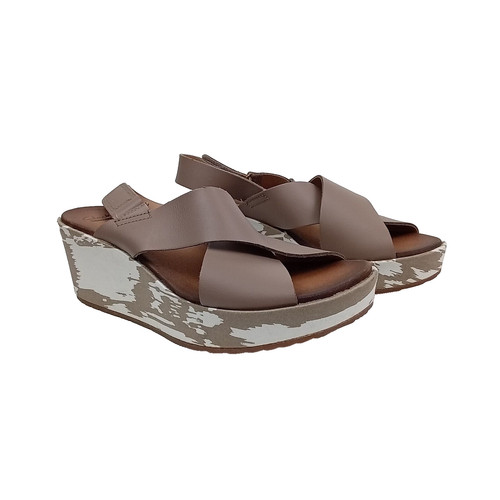 Clarks sandalo donna Stasha Hale pelle stampa zeppa plateau slingback marrone 7W