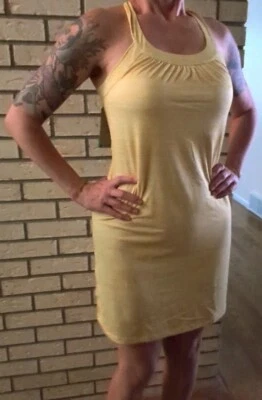 prAna Cantine Dress Small Built-In Bra Sleeveless Athletic Yoga Yellow NEW - Image 1 of 3