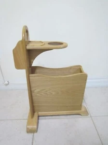 Vintage Wood side Magazine Rack and cup holder Honey Color Shipping is Extra - Picture 1 of 8