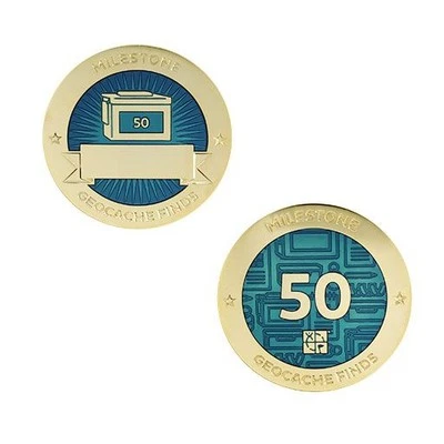Milestone Geocoin and Tag Set - 50 Finds Geocaching Official  Trackable - Image 1 of 2