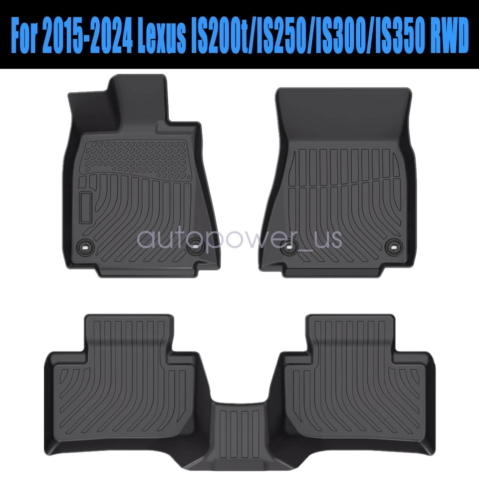 For 2015-2024 Lexus IS200t/IS250/IS300 RWD TPE All-Weather 3D Floor Mats Liners - Image 1 of 4