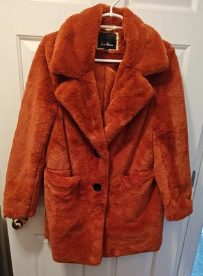 Sam Edelman женщин оранжевый пальто размер M искусственного меха две кнопки супер мягкий средней длины - Изображение 1 из 4
