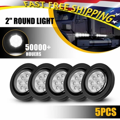 2" 5 peças polegadas DOT reboque redondo branco 9 marcadores luzes LED com ilhó para caminhão trailer - Imagem 1 de 4