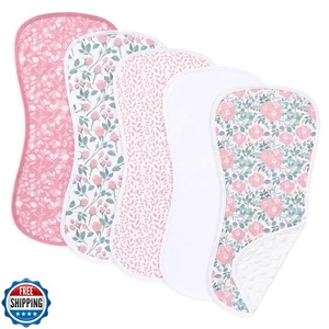 sleepyturtle 5 Pack Baby Soft and Absorbent Unisex Burp Cloths (Pink-hh) - Picture 1 of 5