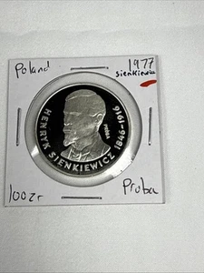 1977 Poland 100 Zlotych, Henryk Sienkiewicz  Proba - Picture 1 of 3