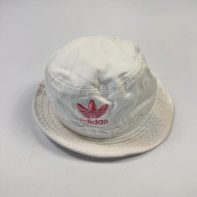 Adidas Hat Bucket One Size Mens White Pink Trefoil Originals Embroidered - Image 1 of 4