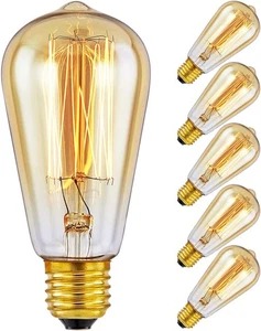 Edison Light Bulbs - Vintage Style E27 Edison Screw Bulb Squirrel Cage - Amber - Picture 1 of 5