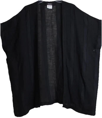 Eskandar O/S Black Linen Gauze Banded Long 36-38"L Kaftan Tabard Jacket Vest - Image 1 of 4