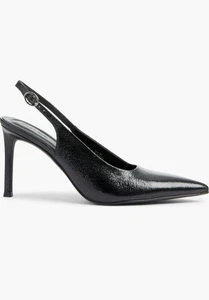 Nuovo.! Open Edit Nahla Slingback Punta a Punta Taglia 7,5M Nero Metallizzato Chic Splendido - Foto 1 di 8