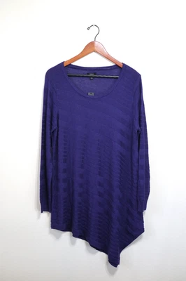 Apt 9 Dark Blue Diagonal Stripes Sheer Lagenlook Pullover Sweater Tunic Women XL - Image 1 of 4