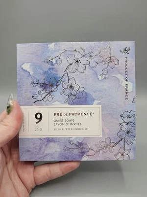 Pre' De Provence 9 包宾客肥皂,乳木果油,7.9 盎司,薰衣草盒 — 第 1/4 张图片