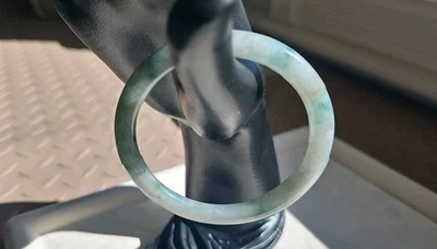 Brazalete de jade auténtico certificado 59 mm tallado jadeíta bambú verde helado 翡翠 叮当 手镯 Foto 1 de 4