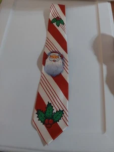 Weihnachtsmann Krawatte mit rot-weißen Zuckerstangenstreifen - Bild 1 von 3