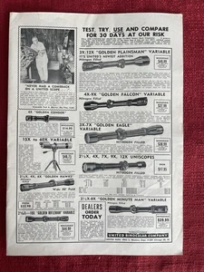 Vintage 1961 United Binocular Company Print Ad Hunting Scopes Ad - Picture 1 of 3