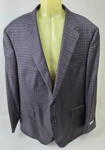 Peter Millar Flynn Brown Blue Checkered Wool Sports Coat Jacket Size 48 R - Picture 1 of 7